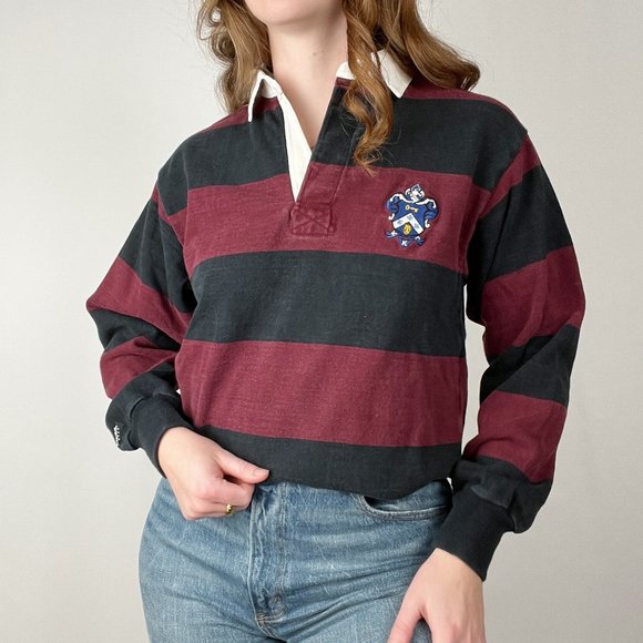 Vintage Rugby Preppy Oversized Color-Block Collared Long Sleeve Barbarian Shirt - Picture 9 of 9
